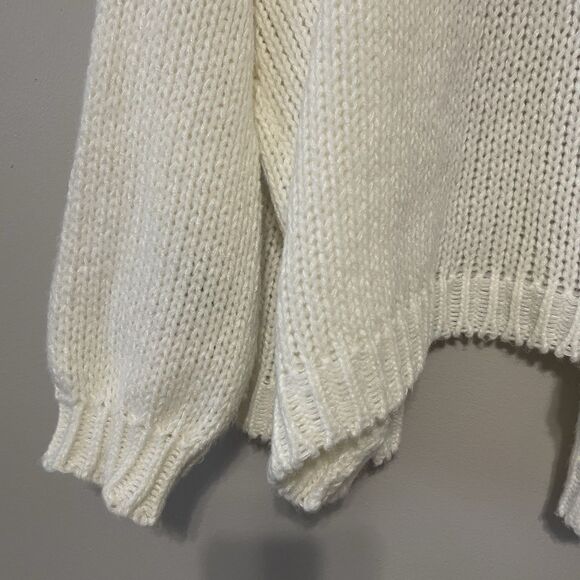 Arula Charley Chunky Knit Cherry Cardigan, Size A, 1X Ivory Novelty Oversized - Picture 6 of 9